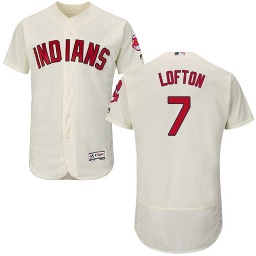 Indians #7 Kenny Lofton Cream Flexbase Authentic Collection Stitched MLB Jersey - Click Image to Close